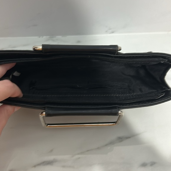 Handbag Clutch Purse Bag Metal Handle Rectangle Giannini Black zipper top - Picture 11 of 17